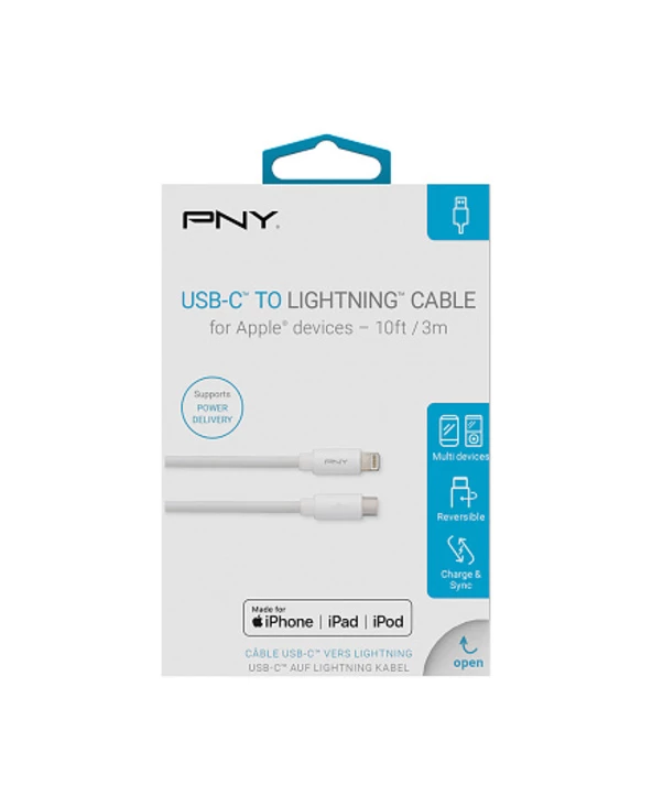 Coupon ⌛ PNY C-TC-LN-W01-10 Câble USB 3 M Lightning USB C Blanc ???? 4 Coupon ⌛ PNY C-TC-LN-W01-10 Câble USB 3 M Lightning USB C Blanc ???? – Image 4