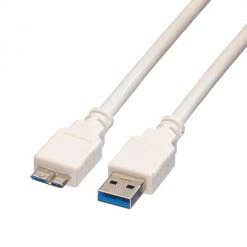 Promo ⭐ Value 11998873 Câble USB 0,8 M USB 3.2 Gen 1 (3.1 Gen 1) USB A Micro-USB B Blanc ????